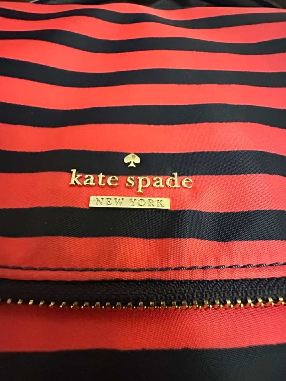 Kate Spade New York Striped Nylon Crossbody Satchel Pink Black Convertible - Picture 6 of 6